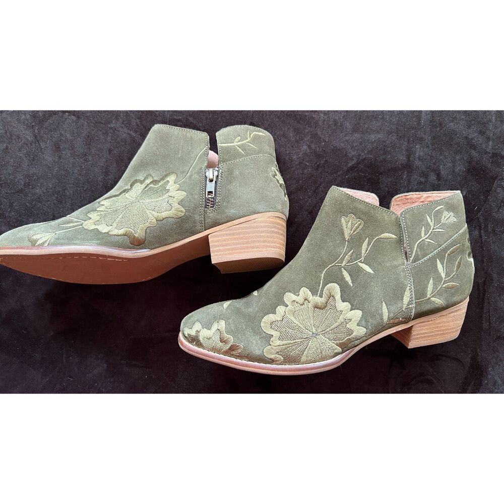 Seychelles Anthropologie Lantern Embroidered Suede Leather Ankle Booties 10 - Picture 2 of 8